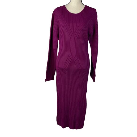 INC International Concepts Large Midi Bodycon Dress Ribbed Long Sleeve Stretch - Picture 1 of 10